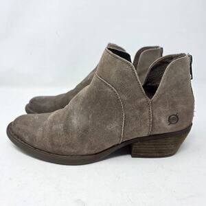 Born Shari Womens Size 7.5M Brown Nubuck Leather Back Zip Ankle Bootie Boots